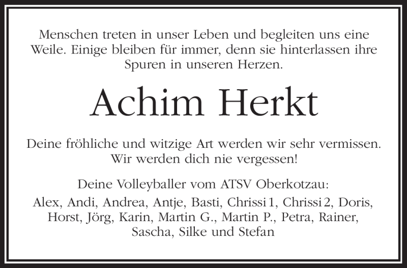  Traueranzeige für Achim Herkt vom 21.05.2016 aus Frankenpost
