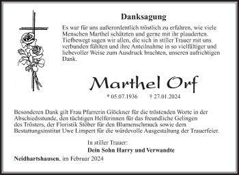 Traueranzeige von Marthel Orf von Südthüringer Presse