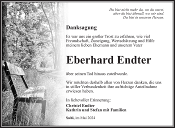 Traueranzeige von Eberhard Endter von Südthüringer Presse
