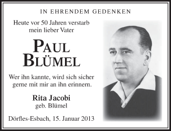 Traueranzeige von Paul Blümel von Neue Presse Coburg