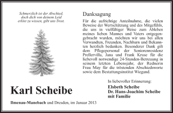 Traueranzeige von Karl Scheibe von Südthüringer Presse