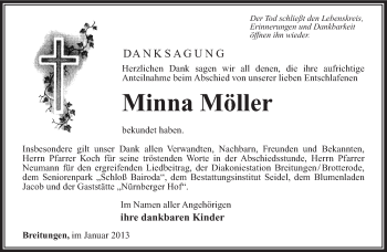 Traueranzeige von Minna Möller von Südthüringer Presse