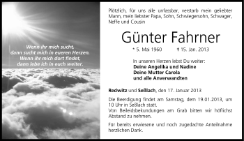 Traueranzeige von Günter Fahrner von Neue Presse Coburg
