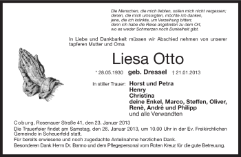 Traueranzeige von Liesa Otto von Neue Presse Coburg
