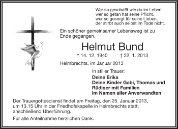 Traueranzeige von Helmut Brand von Frankenpost