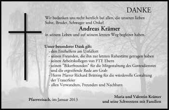 Traueranzeige von Andreas Krämer von Neue Presse Coburg