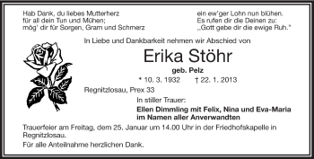 Traueranzeige von Erika Stöhr von Frankenpost
