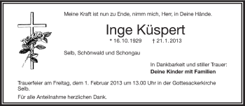 Traueranzeige von Inge Küspert von Frankenpost