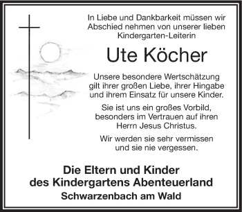 Traueranzeige von Ute Köcher von Frankenpost
