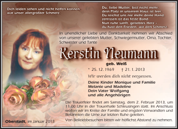 Traueranzeige von Kerstin Neumann von Südthüringer Presse