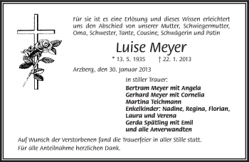 Traueranzeige von Luise Meyer von Frankenpost