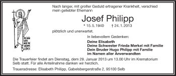 Traueranzeige von Josef Philipp von Frankenpost