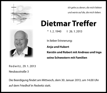 Traueranzeige von Dietmar Treffer von Neue Presse Coburg