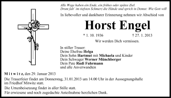 Traueranzeige von Horst Engel von Neue Presse Coburg