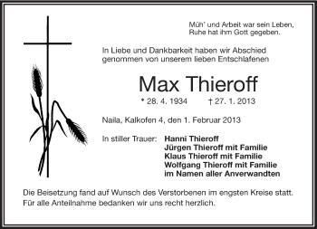 Traueranzeige von Max Thieroff von Frankenpost