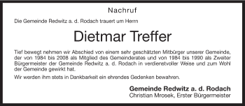 Traueranzeige von Dietmar Treffer von Neue Presse Coburg
