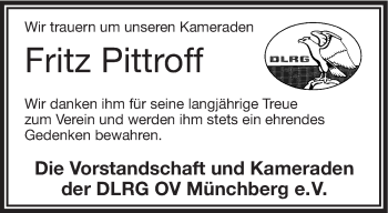 Traueranzeige von Fritz Pittroff von Frankenpost