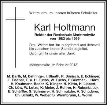 Traueranzeige von Karl Holtmann von Frankenpost