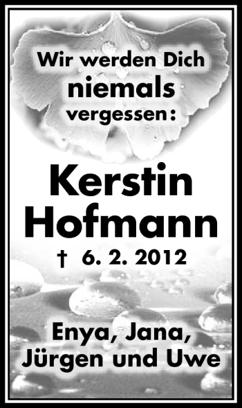 Traueranzeige von Kerstin Hofmann von Neue Presse Coburg
