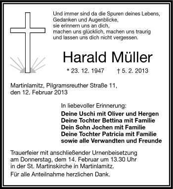 Traueranzeige von Harald Müller von Frankenpost