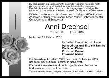 Traueranzeige von Anni Drechsel von Frankenpost