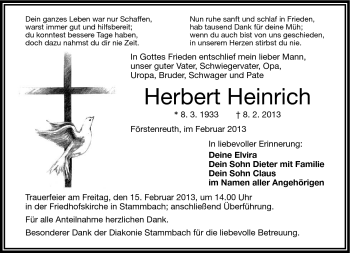 Traueranzeige von Herbert Heinrich von Frankenpost
