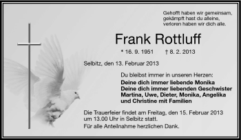 Traueranzeige von Frank Rottluff von Frankenpost