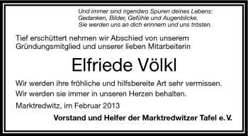 Traueranzeige von Elfriede Völkl von Frankenpost