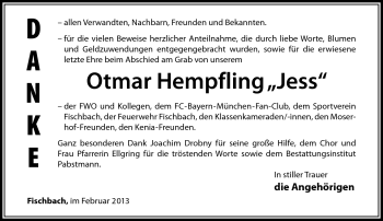 Traueranzeige von Otmar Hempfling von Neue Presse Coburg