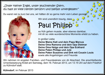 Traueranzeige von Paul Philipp Kemmerzehl von Südthüringer Presse