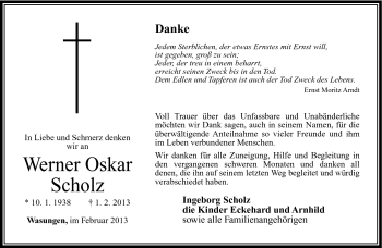 Traueranzeige von Werner Oskar Scholz von Südthüringer Presse