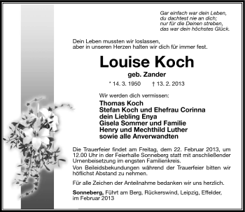 Traueranzeige von Louise Koch von Südthüringer Presse