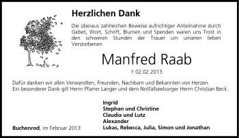 Traueranzeige von Manfred Raab von Neue Presse Coburg