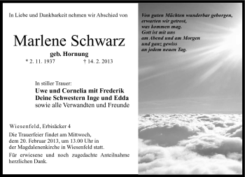 Traueranzeige von Marlene Schwarz von Neue Presse Coburg