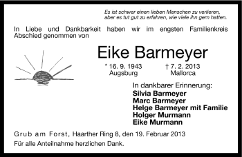 Traueranzeige von Eike Barmeyer von Neue Presse Coburg