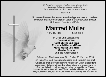 Traueranzeige von Manfred Müller von Neue Presse Coburg