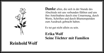 Traueranzeige von Reinhold Wolf von Frankenpost
