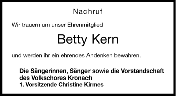 Traueranzeige von Betty Kern von Neue Presse Coburg
