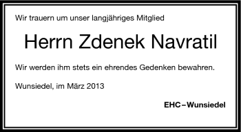 Traueranzeige von Zdenek Navratil von Frankenpost