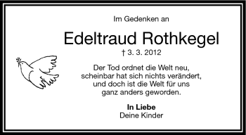 Traueranzeige von Edeltraud Rothkegel von Frankenpost