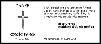 Traueranzeige von Renate Panek von Frankenpost