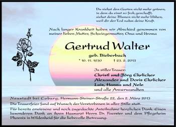Traueranzeige von Gertrud Walter von Neue Presse Coburg