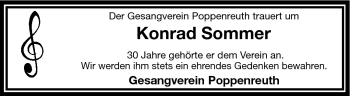 Traueranzeige von Konrad Sommer von Frankenpost