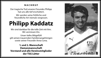 Traueranzeige von Philipp Kaddatz von Südthüringer Presse