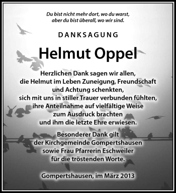 Traueranzeige von Helmut Oppel von Südthüringer Presse