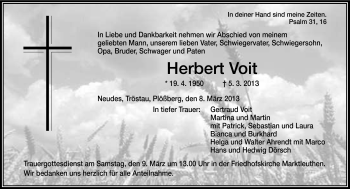 Traueranzeige von Herbert Voit von Frankenpost