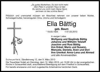 Traueranzeige von Ella Bättig von Neue Presse Coburg