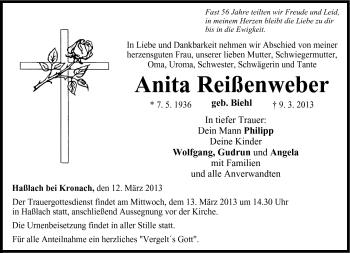 Traueranzeige von Anita Reißenweber von Neue Presse Coburg