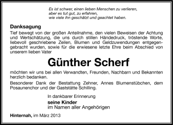 Traueranzeige von Günther Scherf von Südthüringer Presse