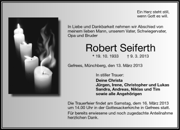 Traueranzeige von Robert Seiferth von Frankenpost